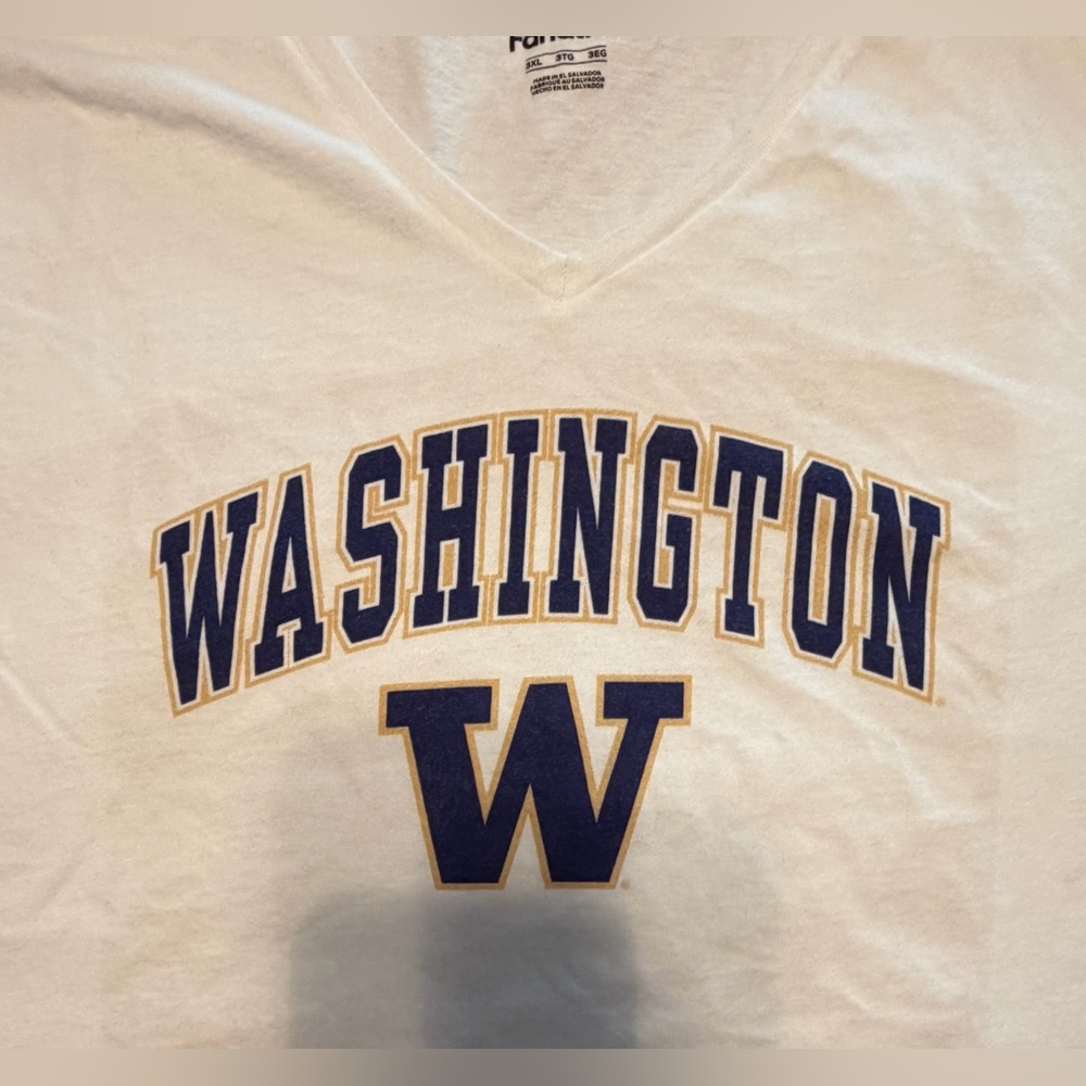 University of Washington White V-Neck T-Shirt